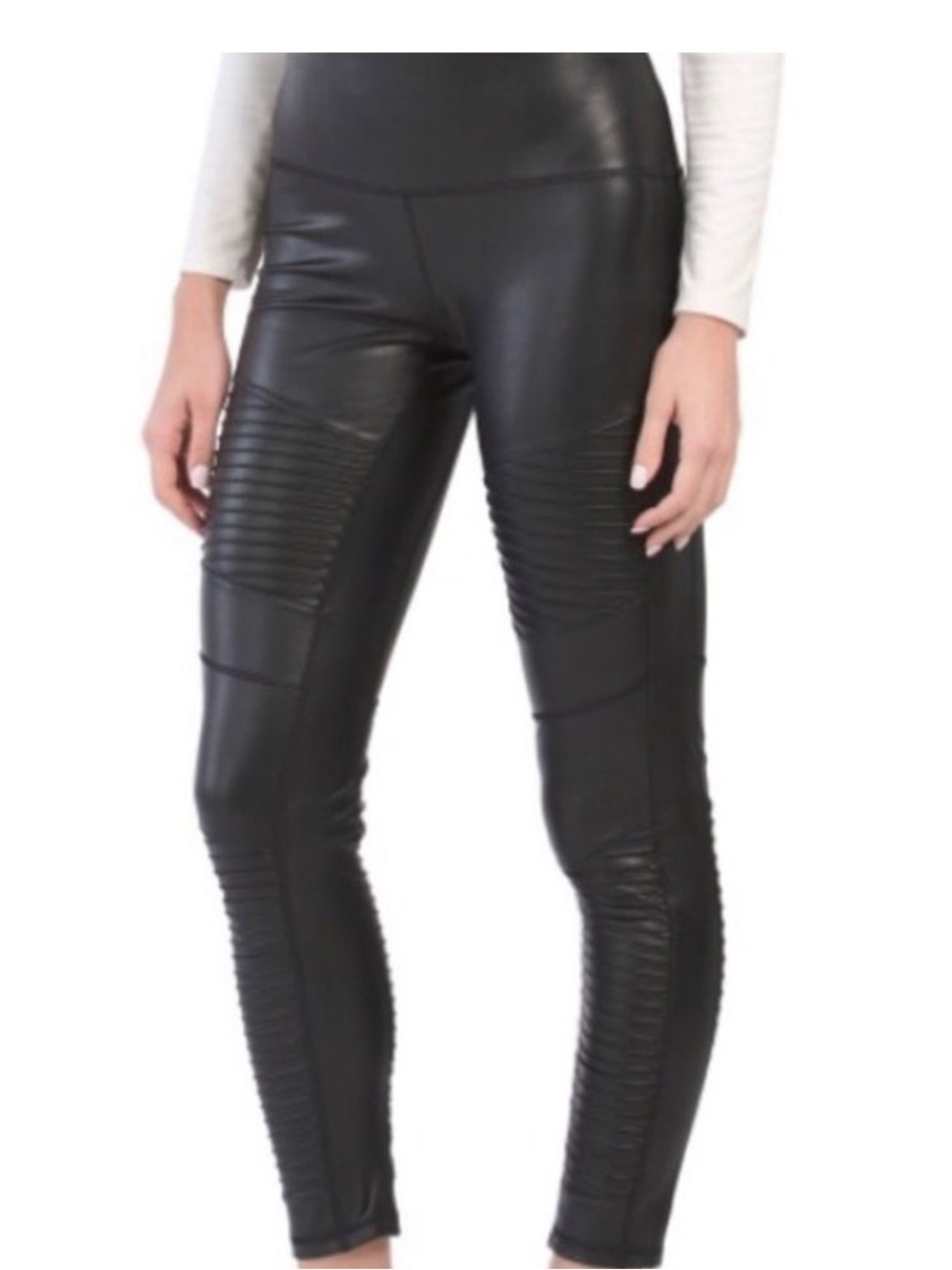 7 For All Mankind Faux Leather Moto Leggings Black Size L